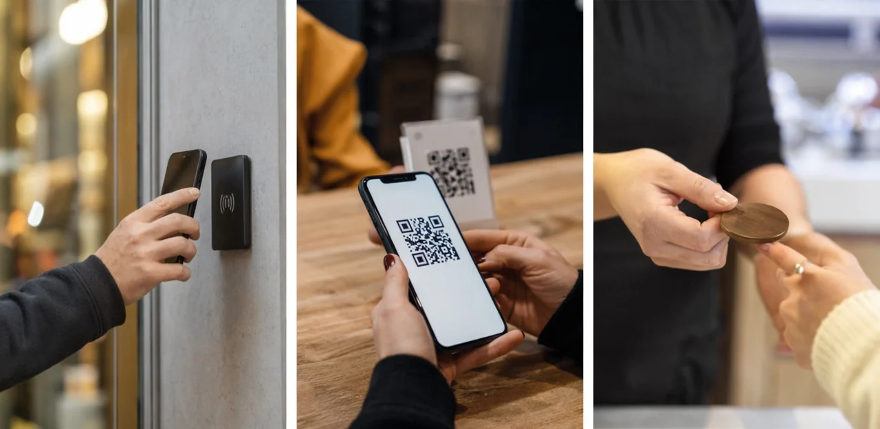 NFC, puntos de contacto QR y opciones de formato físico