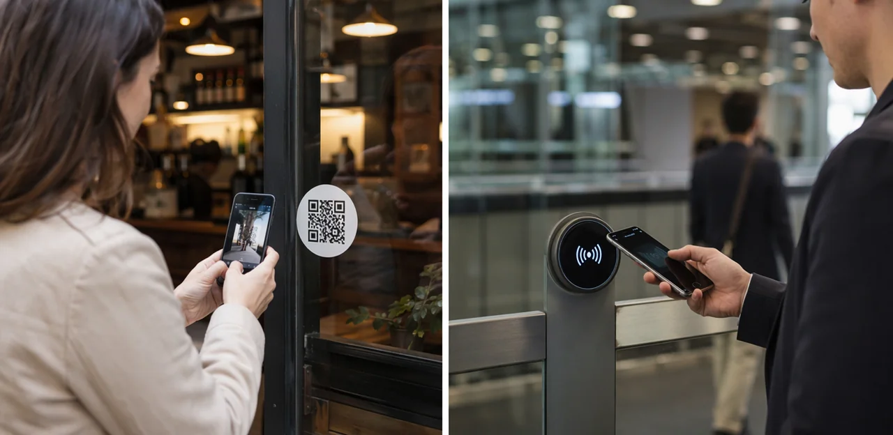 QR Code Sticker vs NFC Tap Point
