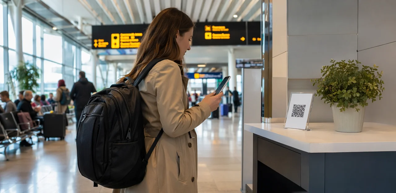 Melhores localizações para pontos de contacto com código QR de feedback para viajantes