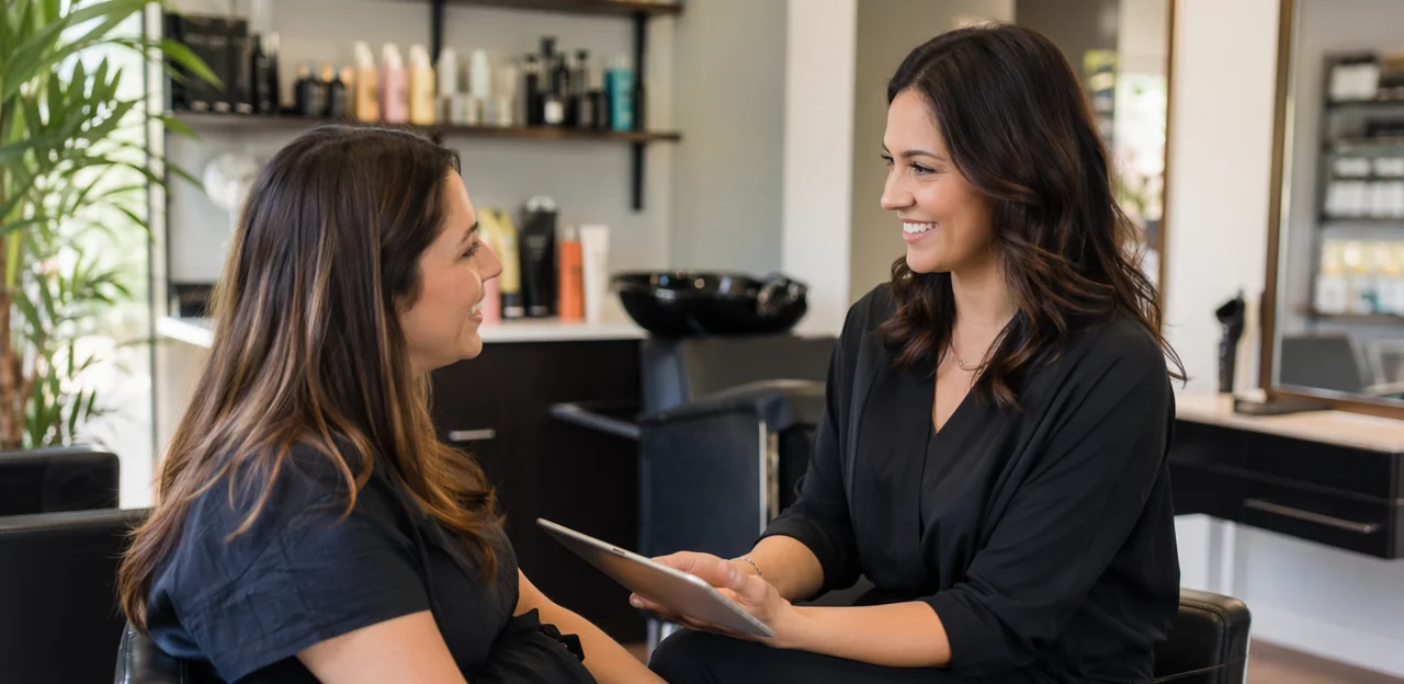 Preguntas de feedback para salones sobre cabello, belleza, servicio y rebooking