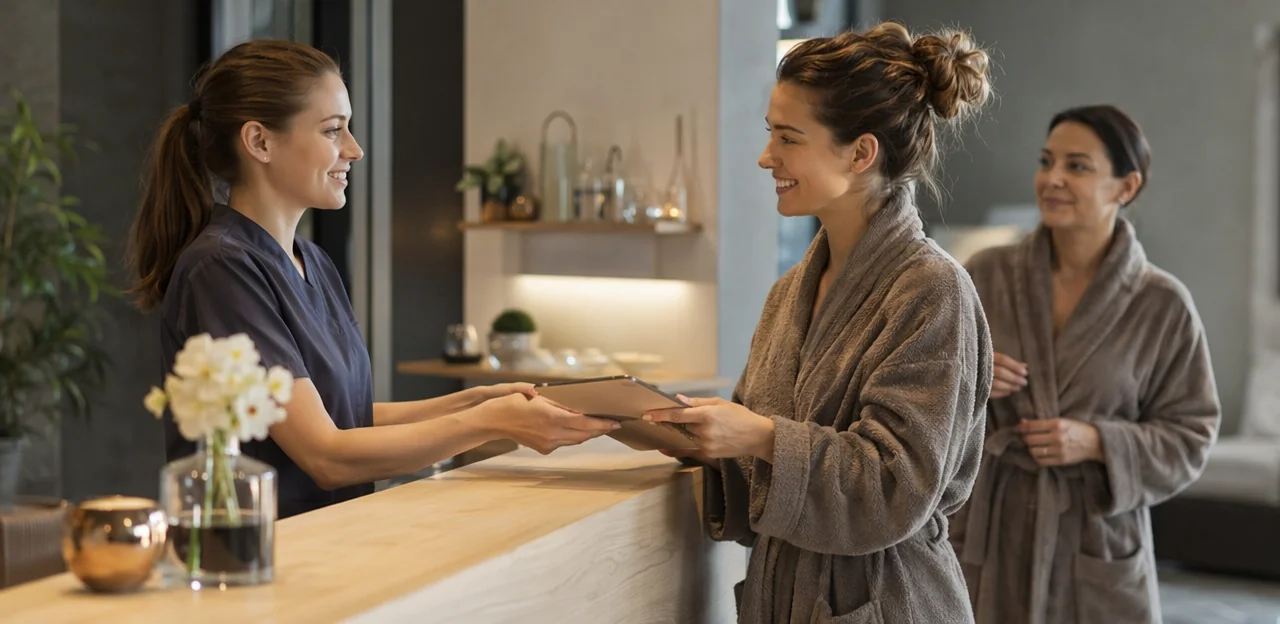 Capturing in-spa feedback during arrival, treatment, and checkout