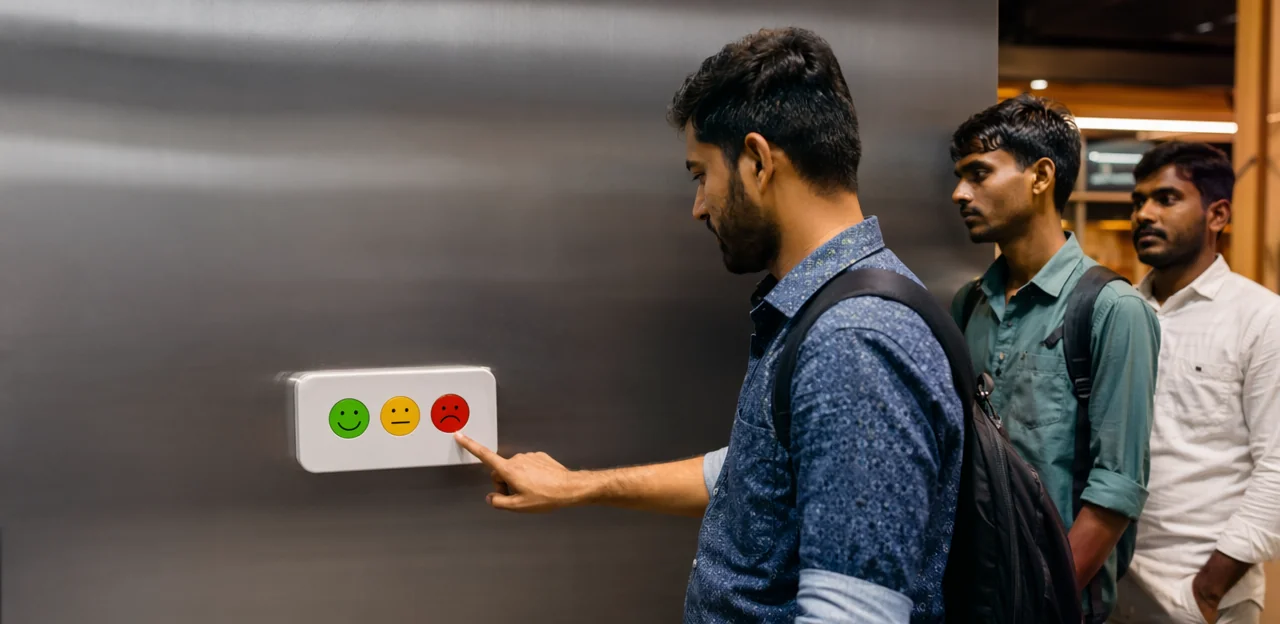 Station feedback systems for toilets, platforms, counters, and lounges