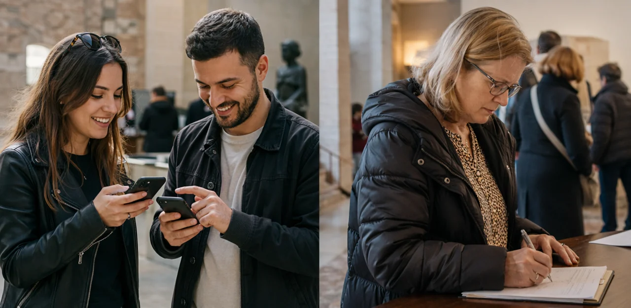 App de comentarios de visitantes vs comentarios sin app en museos y atracciones